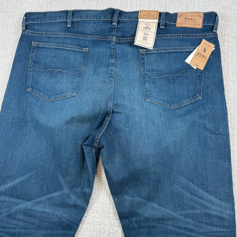 NEW Polo Ralph Lauren Mens 46x34 Prospect Straight Leg Denim Blue Jeans